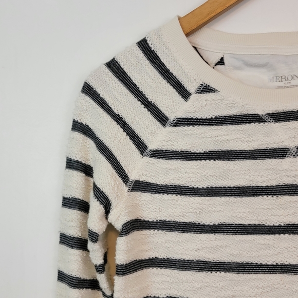 Merona Pulled Knit Striped Crewneck Pullover Cotton Blend Sweater Black & white - Picture 5 of 11